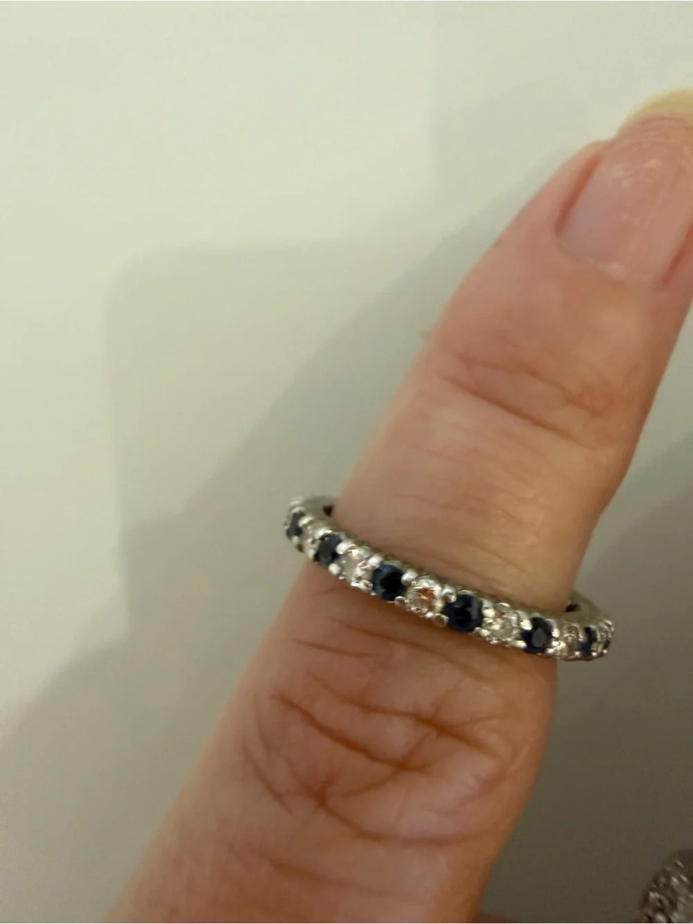 Like new Platinum Band Ring with Sapphires and Diamonds